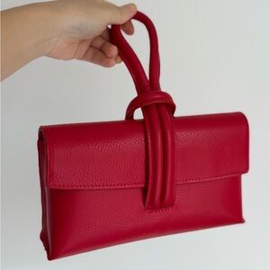 Women’s Red Knot Handle Clutch Bag Italian